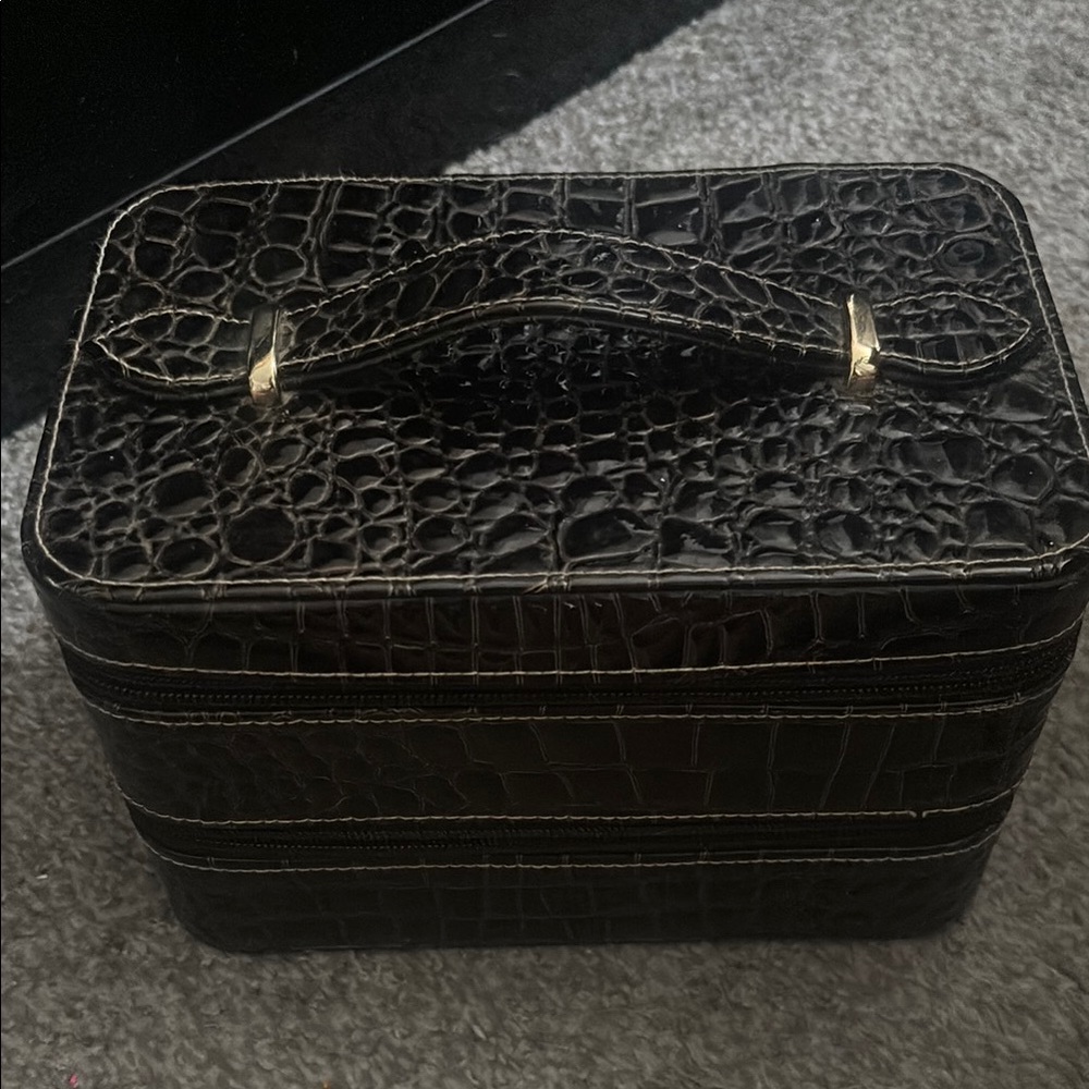 Black Crocodile Embossed Makeup Box